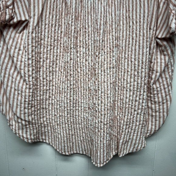 Jane & Delancey Striped Button Front Women's Short Sleeve Top Size Medium - Picture 8 of 11